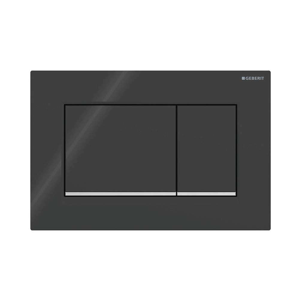 Cutout image of Geberit Sigma20 Square Black / Gloss Chrome Dual Flush Plate